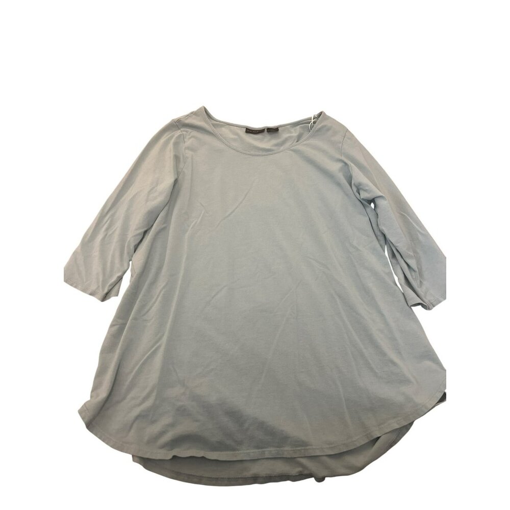 Tahari Womens Tunic Top 1X 3/4 Sleeve Light Blue Basic Casual Teal Cotton Modal